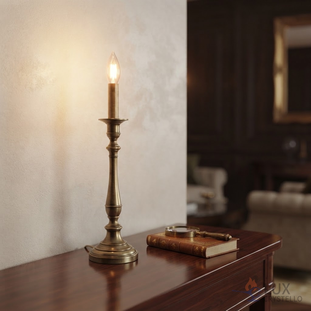napoleon style brass candle-style lamp