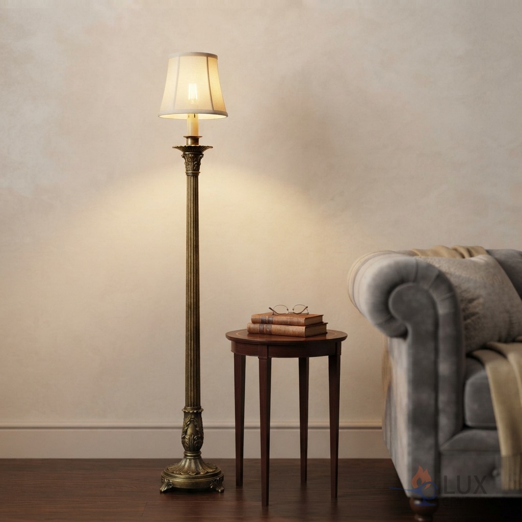 napoleon style brass floor table lamp
