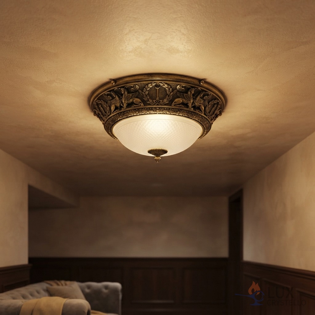 napoleon style brass flush mount ceiling light
