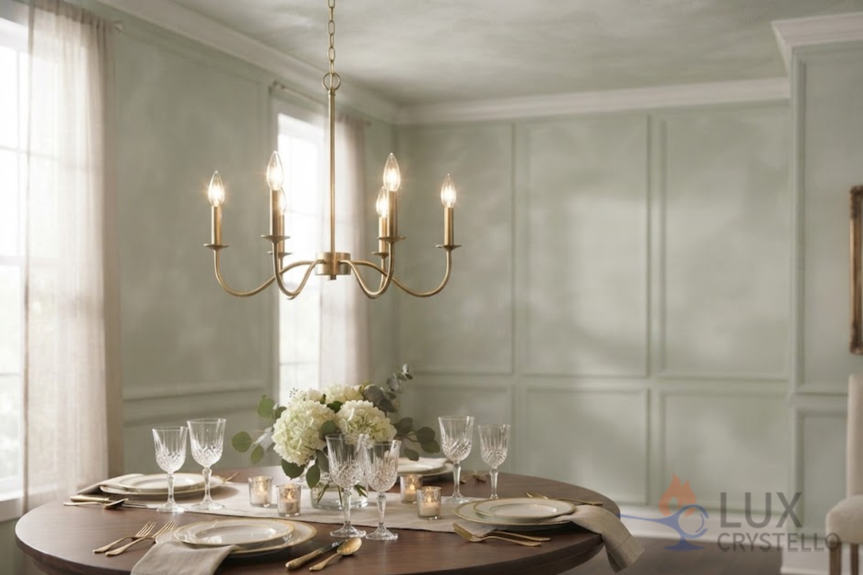 slim brass chandelier